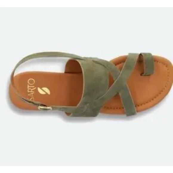 Franco Sarto Gia Strappy Suede Leather Slingback Sandals Greeb Size 10 EUC - Picture 2 of 5